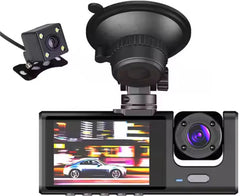 ApnaCam 3-Channel Car Dash Cam – Front 1080P FHD + Cabin + Rear Camera with Reverse Assist | 2-inch Display, WiFi App View, Night Vision, G-Sensor, Loop Recording, Parking Monitor | SD Card up to 128GB