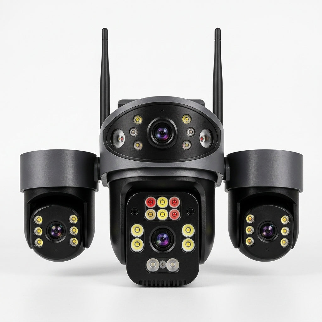 ApnaCam Spyder 4G Solar PTZ Security Camera – 5MP Quad Lens, 360° Coverage, Color Night Vision, No WiFi Needed, Outdoor Weatherproof CCTV for Farm, Home & Warehouse