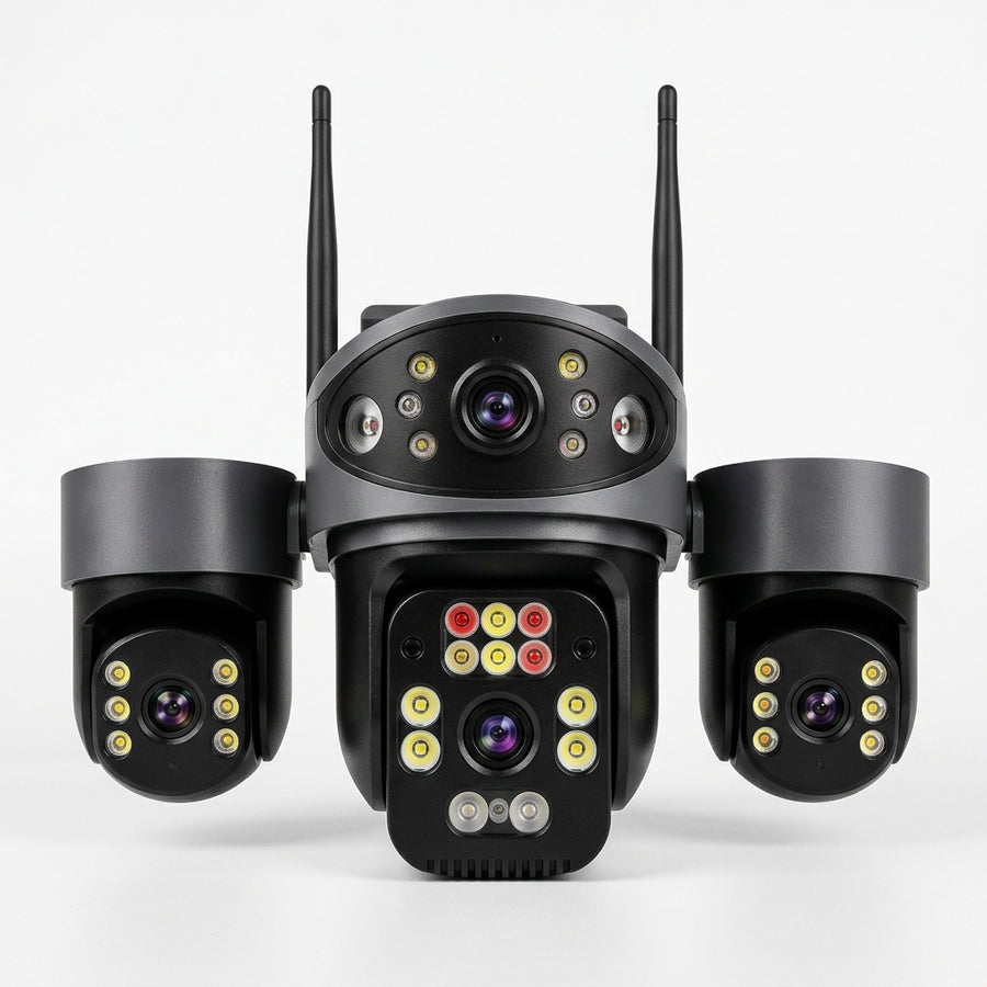 ApnaCam Spyder 4G Solar PTZ Security Camera – 5MP Quad Lens, 360° Coverage, Color Night Vision, No WiFi Needed, Outdoor Weatherproof CCTV for Farm, Home & Warehouse