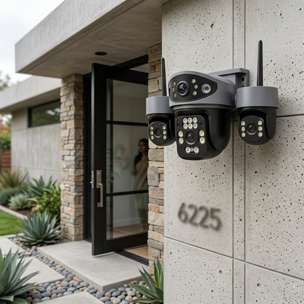 ApnaCam Spyder 4G Solar PTZ Security Camera – 5MP Quad Lens, 360° Coverage, Color Night Vision, No WiFi Needed, Outdoor Weatherproof CCTV for Farm, Home & Warehouse