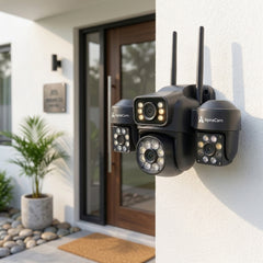 ApnaCam NexusEye Triple-Lens 5MP WiFi PTZ Security Camera | Auto Human Tracking | PIR + Radar Detection | Solar + AC + 10800mAh | Colour Night Vision | IP66 | 128GB SD