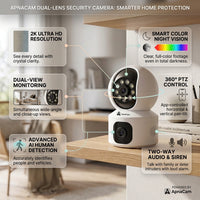 ApnaCam SuperCam 5MP×2 Dual-Lens WiFi PTZ CCTV | Bullet + PTZ Hybrid | AI Human Detection | Night Vision | Indoor Security | V380 Pro