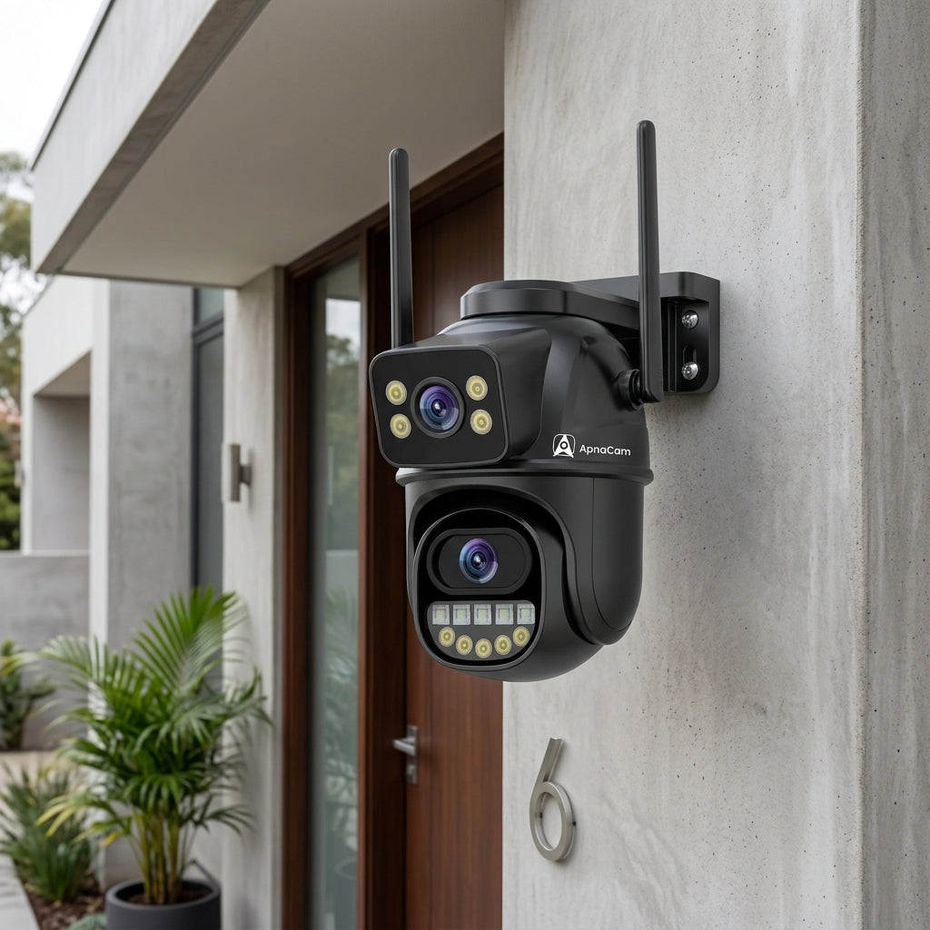 ApnaCam Dual-Lens WiFi CCTV | Fixed Bullet + PTZ | FHD Outdoor | Full-Color Night Vision | IP66 | iCSee App