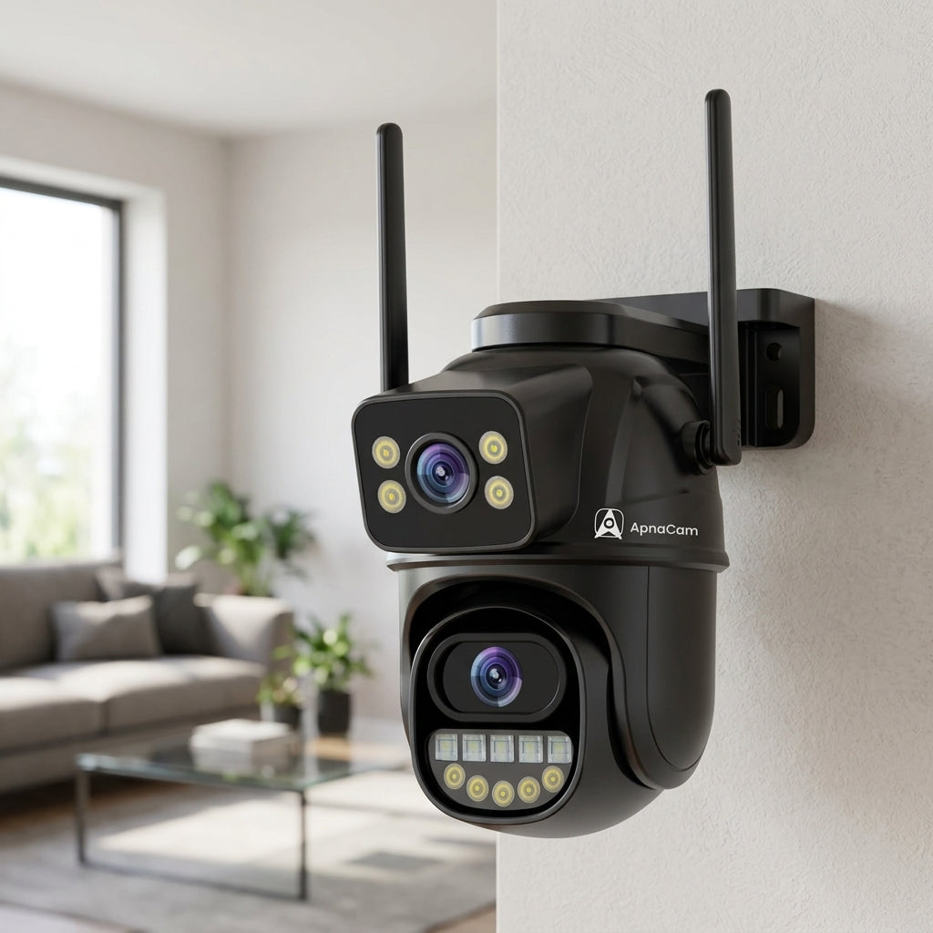 ApnaCam Dual-Lens WiFi CCTV | Fixed Bullet + PTZ | FHD Outdoor | Full-Color Night Vision | IP66 | iCSee App