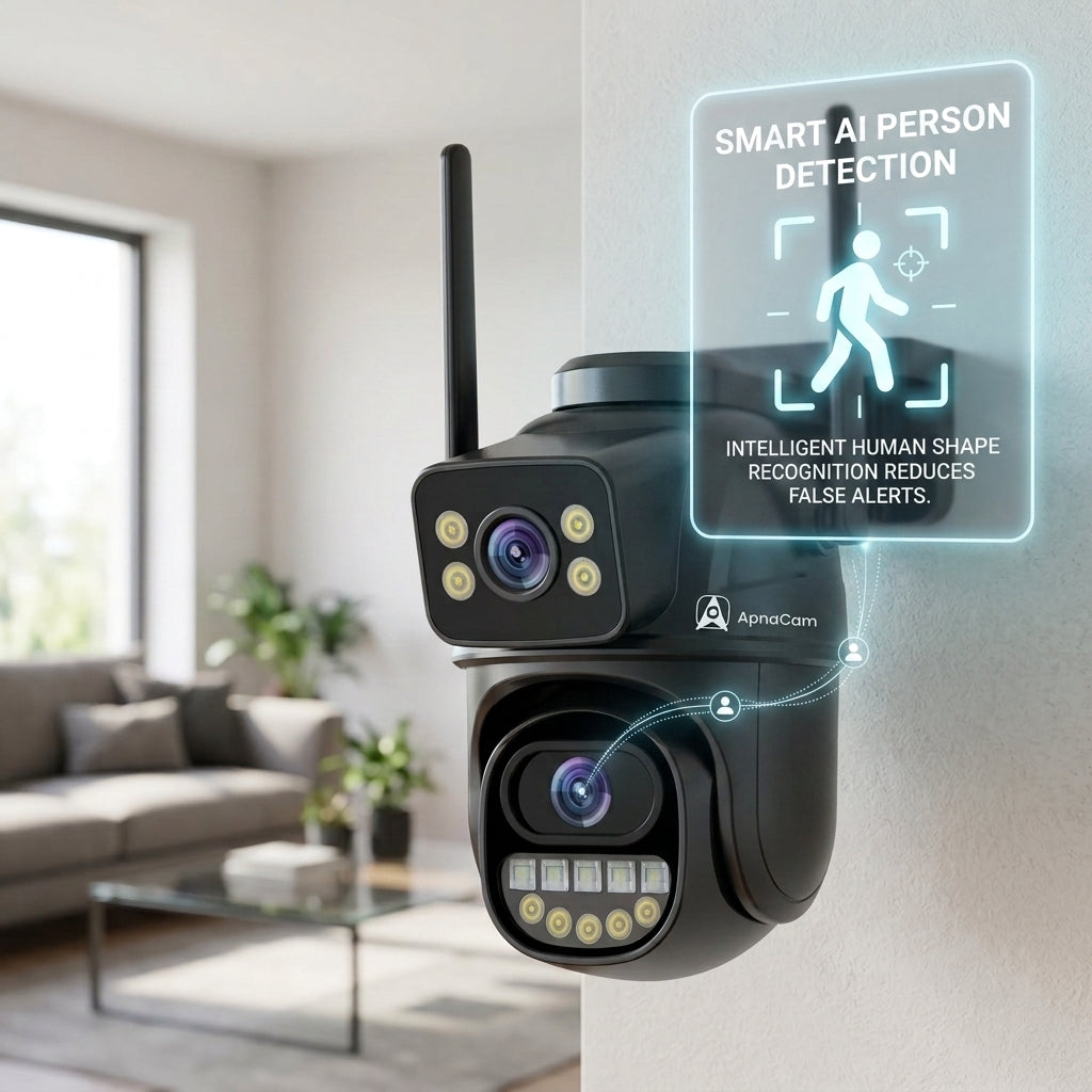 ApnaCam Dual-Lens WiFi CCTV | Fixed Bullet + PTZ | FHD Outdoor | Full-Color Night Vision | IP66 | iCSee App