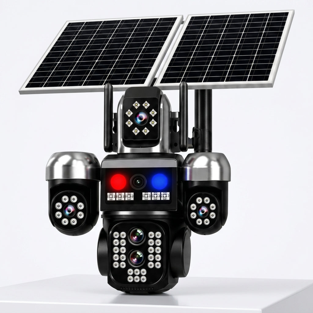 ApnaCam Flash Cop 8MP 4G SIM Triple Lens Solar PTZ Camera | 355° AI Human Tracking, Dual Solar Panel, Color Night Vision, 3-Channel View, IP66, SD Card up to 128GB