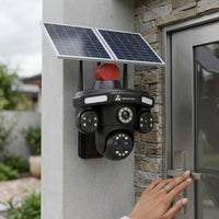 ApnaCam 8MP 3-Lens 4G SIM Solar PTZ Camera | AI Human Tracking, Color Night Vision, IP66 Waterproof, 355° View