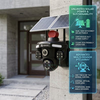 ApnaCam 8MP 3-Lens 4G SIM Solar PTZ Camera | AI Human Tracking, Color Night Vision, IP66 Waterproof, 355° View